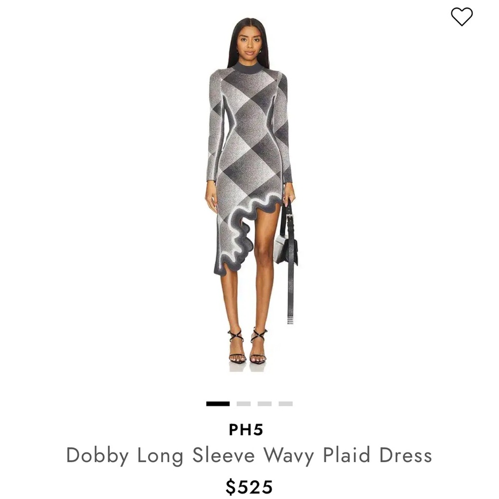 PH5 Black and White Long Sleeve Asymmetric Geometric Knit Dress